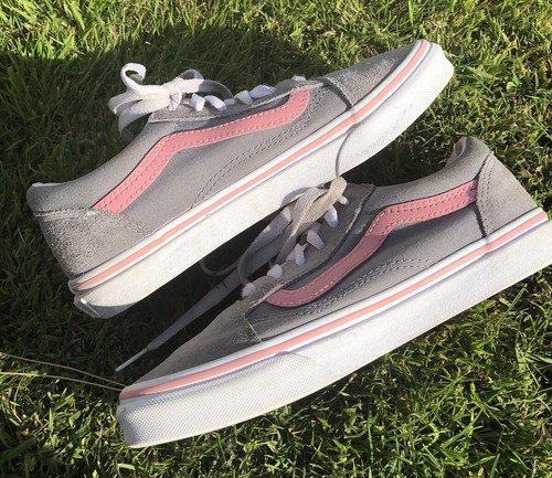 Scarpe da ginnastica Vans grigio rosa taglia UK 3 EUR 35 stringate in pelle scamosciata