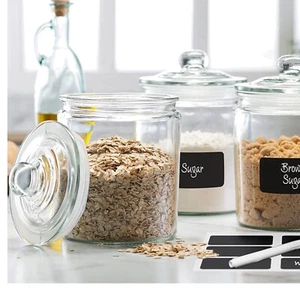 Set of 3 Clear Glass Canisters with Airtight Lids - Perfect for Pantry Storage - Picture 1 of 11