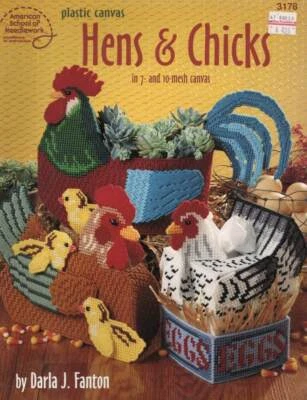 OOP!!! VHTF!!! PLASTIC CANVAS HENS & CHICKS IN 7- & 10-MESH CANVAS - Image 1 of 2