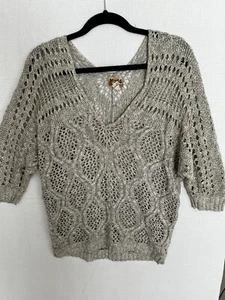 Mudd Y2K Open Weave Neutral Oatmeal Beige Pullover Junior Gr. L 3/4 Arm - Bild 1 von 7