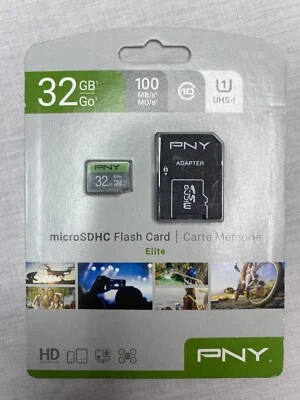 PNY 32GB MicroSDHC UHS-I 100MB Memory Card Elite Camera Drone Nintendo Switch - Image 1 of 2