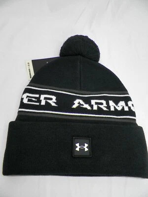 Under Armour Cuffed Beanie 黑色帽子男式 OSFM 较冷条件 UA 帽子全新带标签 — 第 1/4 张图片