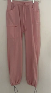 women's scrubs bottoms pants elastic drawstring waist ankles pockets peach M - Picture 1 of 6