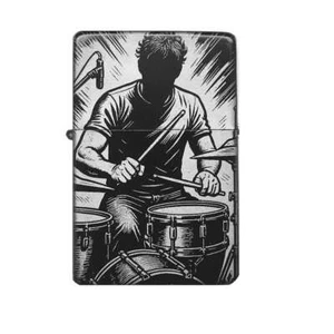 Schlagzeug Feuerzeug Drummer + eigener Gravurtext personalisierbar - Bild 1 von 8