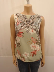 ETRO Blusentop Top Gr. 36 I42 Blusenshirt Mehrfarbig 100% Seide Ärmellos Blumen - Bild 1 von 10