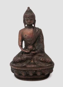 Bronze Shakyamuni Buddha Figure Tibetan Buddhism 4.5" - Picture 1 of 5
