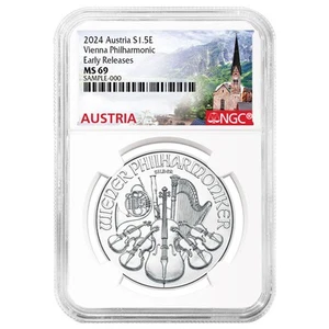 2024 1.50 Euro Silver Austrian Philharmonic NGC MS69 ER Austria Label - Picture 1 of 3