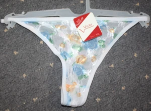 Slip String Tanga Gr 2XL / XXL weiß mit Blumen NEU "Vicki" transparent - Bild 1 von 1