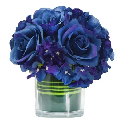 Centros de mesa artificiales de flores de seda rosa e hortensia arreglos florales de imitación... Foto 1 de 4