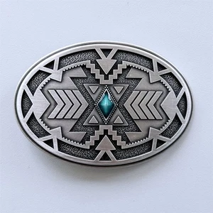 Vintage-Stil geometrische Muster Western Cowboy oval Gürtelschnalle SCHNALLE - WT165SL - Bild 1 von 7