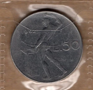 Q117 Moneta Coin ITALIA Repubblica Italiana 50 Lire Vulcano 1° Tipo 1962 - Picture 1 of 1