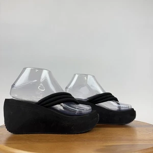 Sandalias de cuña con tanga acolchadas negras volátiles Frappachino para mujer talla 6 M - Imagen 1 de 10
