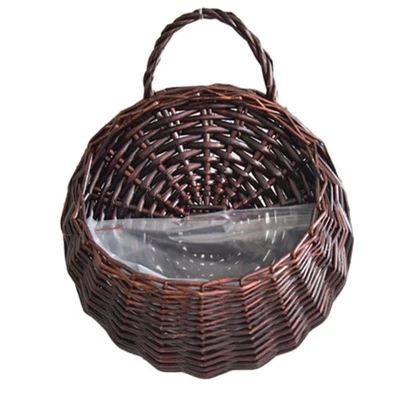 Wandmontierter hängender Weidenkorb für Blumen und Pflanzen Indoor Outdoor Dek - Bild 1 von 4
