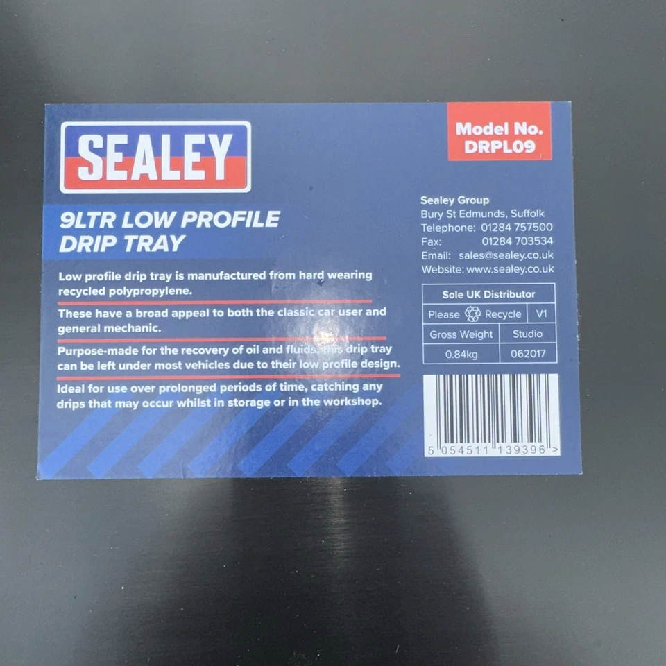 Sealey DRPL09 Drip Tray Low Profile 9ltr Oil Fuel Garage Workshop Pan 57x39x5cm - Image 1 of 1