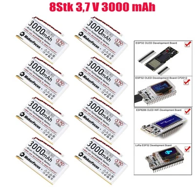 8 Stück 3000mAh 3,7V 1S ESP32 Lithium Batterien Micro JST 1,25 Stecker Lipo Akku - Bild 1 von 4