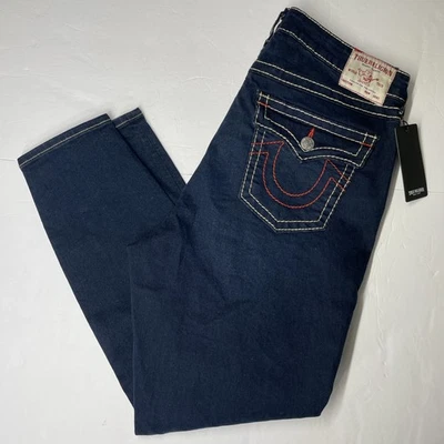 True Religion Jennie Curvy W 36 lavado sensual oscuro Jennie Big T MR solapa delgada nueva con etiquetas Foto 1 de 4