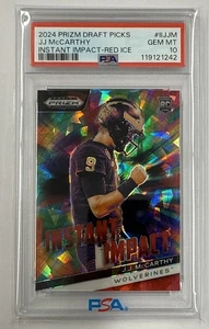 2024 Panini Prizm RED ICE PRIZM #IIJJM / J.J. McCarthy ROOKIE / PSA 10 GEM MINT - Bild 1 von 2