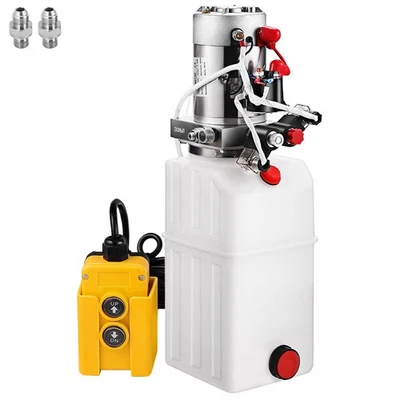 Bomba hidráulica de 6 cuartos de galón de doble efecto DC 12V para remolques de volteo tanque de plástico SAE#6 Foto 1 de 4