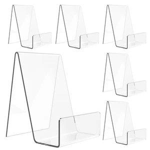 Paquete de 6 soportes de acrílico para libros, soporte de caballete transparente para exhibición, exhibición de libros - Imagen 1 de 7