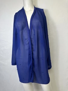 CARDIGAN DONNA PATRA LUNGO SLV APERTO DAVANTI VIOLA INTRECCIATO E CAMICETTA CON PERLINE TOP 16 - Foto 1 di 5