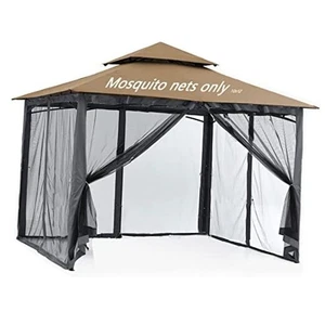 10x12 Gazebo Replacement Mosquito Netting, 4-Panel Sidewall Screen with Zipper  - Picture 1 of 8