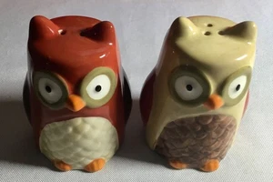 Owl Salt Pepper Shakers 3” Multi Color Ceramic - Picture 1 of 6