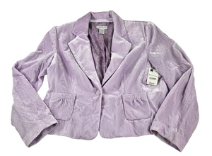 Vtg Worthington Velvet Jacket Women 16 (L or XL) Orchid Purple Read Flaw NOS - Picture 1 of 15