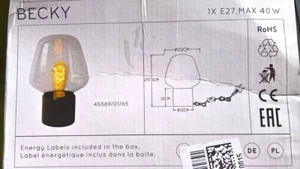 Lucide BECKY - Tischlampe - Ø 20 cm - 1xE27 - Rauchfarbe Grau - Bild 1 von 1