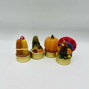 4 velas votivas de cera moldeadas acción de gracias pavo calabaza maíz cornucopia - Imagen 1 de 5