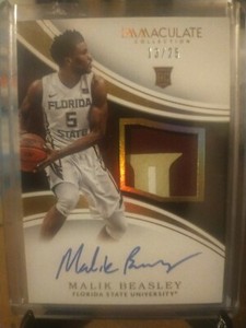 2016 Panini Immaculate Collegiate Malik Beasley Gold Rookie Patch Auto /25