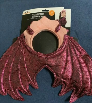 Kit Dinosaurio Rosa Halloween 2 Piezas: Par de Alas y Diadema Nuevo Foto 1 de 2