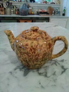 Antique Morton Pottery Stoneware Spongeware Splatterware Green Cream brown ... - Picture 1 of 12