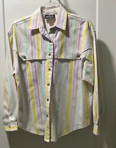 Vintage Roughrider by Circle T Women’s  Pastel Striped Western Shirt Size 11/12 - Picture 1 of 12