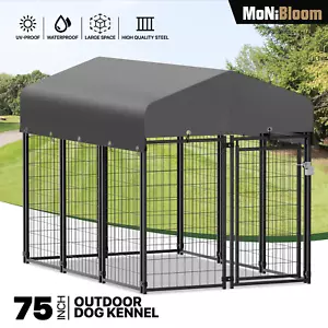 Dog Crate Kennel Outdoor Large Pet Fence Animal Playpen w/Roof Waterproof Cover - Picture 1 of 13
