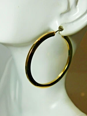 NWT FUN Schmuck Mode Ohrringe Huggie Hoop Flach Rund Goldton B18 - Bild 1 von 4