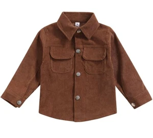 Toddler Baby Corduroy Jacket Button Down Coat Long Sleeve Shirt Solid Color - Picture 1 of 2