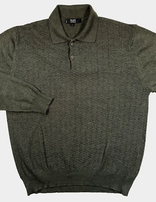 RAFFI LINEA UOMO Italy Mens 1/4 button Sweater Green Merino Wool & Acrylic L - Image 1 of 4