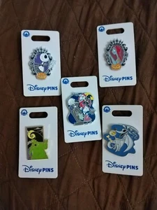 Disney Parks Nightmare Before Christmas Jack & Sally Profile Mirror 5 Pin Set - Picture 1 of 9