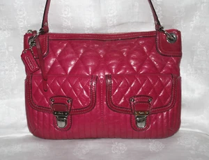 Coach Poppy Quilted Leather Fushia Shoulder /Crossbody Bag Zip 01293 - Picture 1 of 12