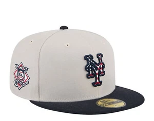 New Era New York Mets Independence Day 2024 59FIFTY Fitted 60506382 Gray Navy - Picture 1 of 14