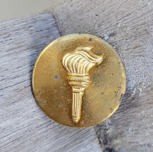 Military Torch Disk Collar Lapel Pin Military Memorabilia USA Vintage Brass - Picture 1 of 3