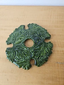 Wine Glass Caddy Butler Handmade Glazed Ceramic Leaves Green 7 1/2" - Picture 1 of 3