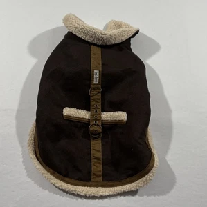 Woolrich Pet Dog Vest Jacket Coat Brown Outdoor Faux Sherpa Fleece Poly Sz M - Picture 1 of 8