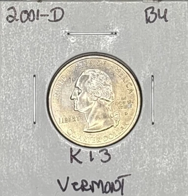 2001-D BU Washington Quarter - Vermont, Item K13 - Image 1 of 4