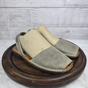 PONS Womens Avarcas Classic Platform Gray Handmade Leather Sandals Size 8 - Picture 1 of 11