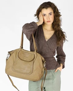 Kožená kabelka přes rameno Mazzini M86 béžová - Picture 1 of 13