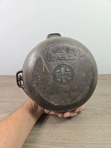 Vtg Wagner Ware Griswold 8" Dutch Oven Bowl Pot 2 QT Dual Logo NO Lid Used Read - Picture 1 of 18