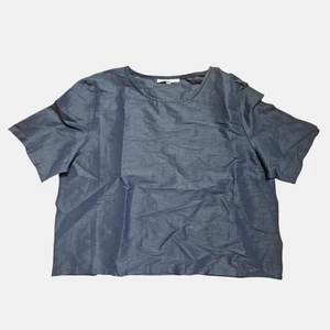 Bryn Walker Leinenmischung Boxy Cropped Kurzarm Top M Oversized Staple Basic - Bild 1 von 9