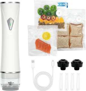 Sellador al vacío compacto para alimentos (máquina selladora al vacío + 30 bolsas de vacío reutilizables) - Imagen 1 de 6