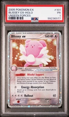 PSA 1 (POP 5) Blissey Ex Ex Unseen Forces 101/115 Holo Pokemon Card - Image 1 of 3